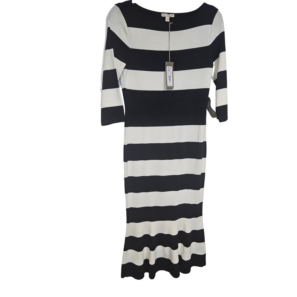 Eva Mendes Size S Black and White Striped Mermaid style dress